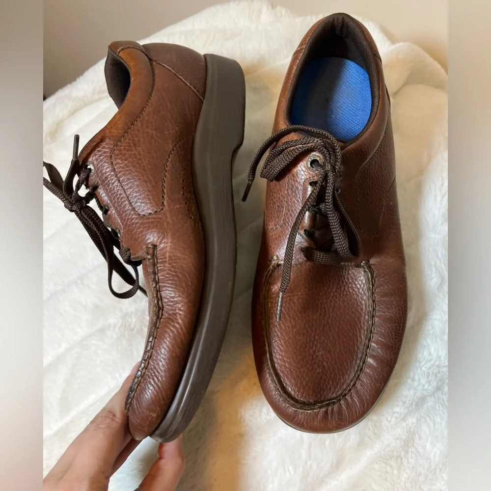 SAS Mens 10.5 Bout Time Lace Up Handsewn Brow. Leather Fall Winter Work Sneakers